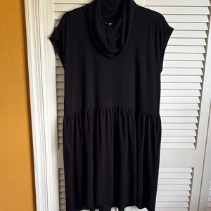 Lilla P Black Cowl-Neck Mini Dress
